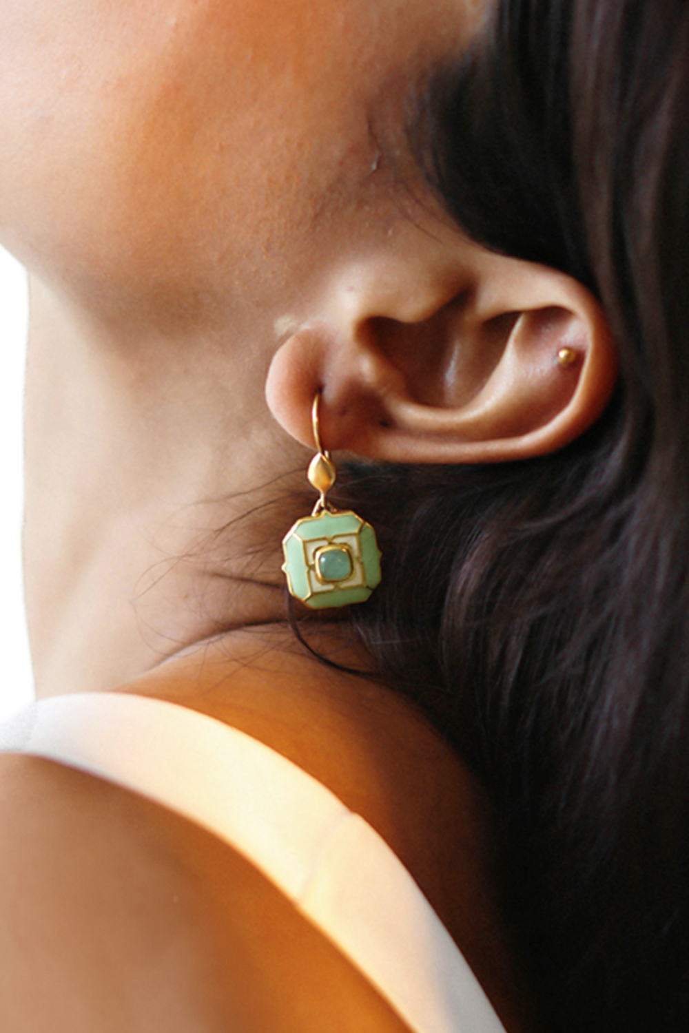 Foggy Green Sea Breeze Earrings