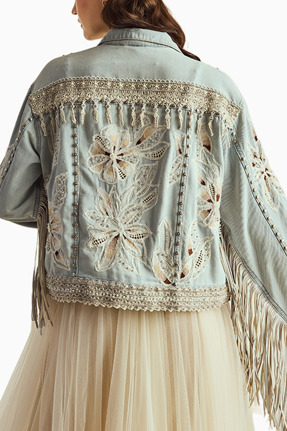 Embroidered Fringes Denim Jacket