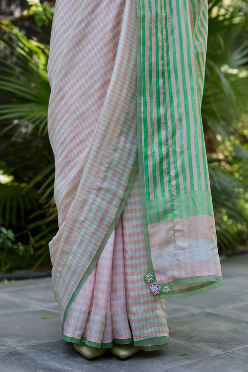 Crossroads Pink Saree With Blouse