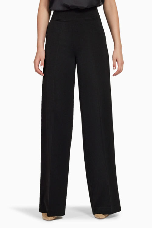 Black Stretch Suiting Wide-Leg Trousers