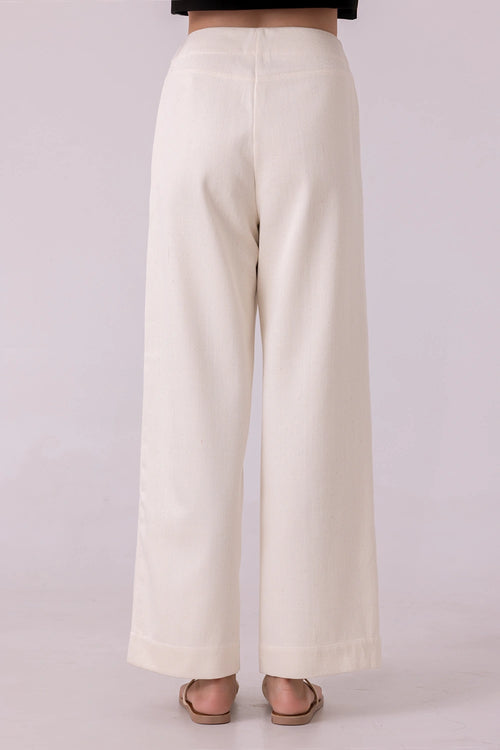 Smith Off White Handwoven Denim Pants