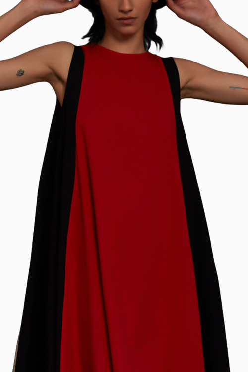 Red Colour Block Dress