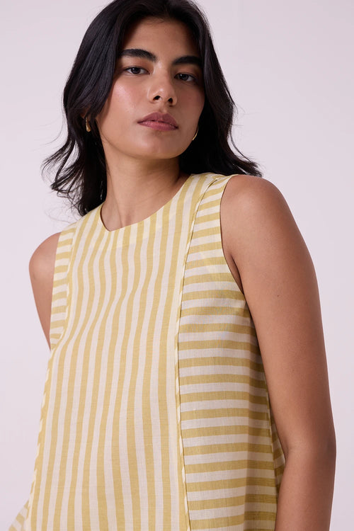 Asahi Yellow Striped Handwoven Tent Top