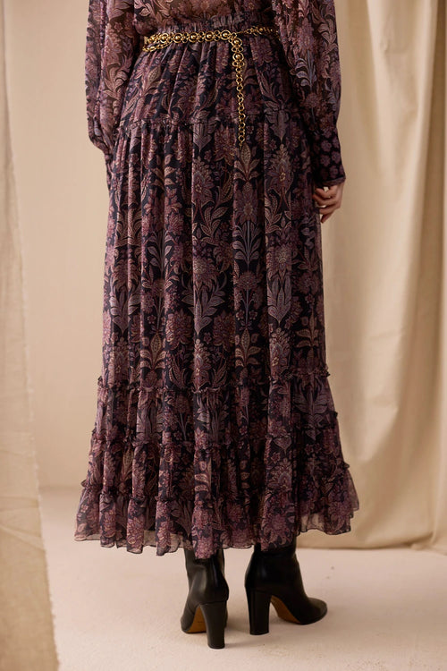 Carmine Botanical Skirt
