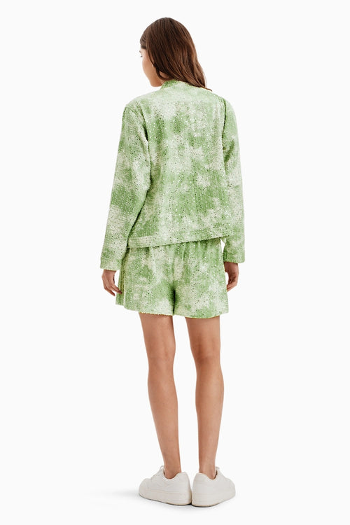Green White Cloud Denim Lazercut Jacket