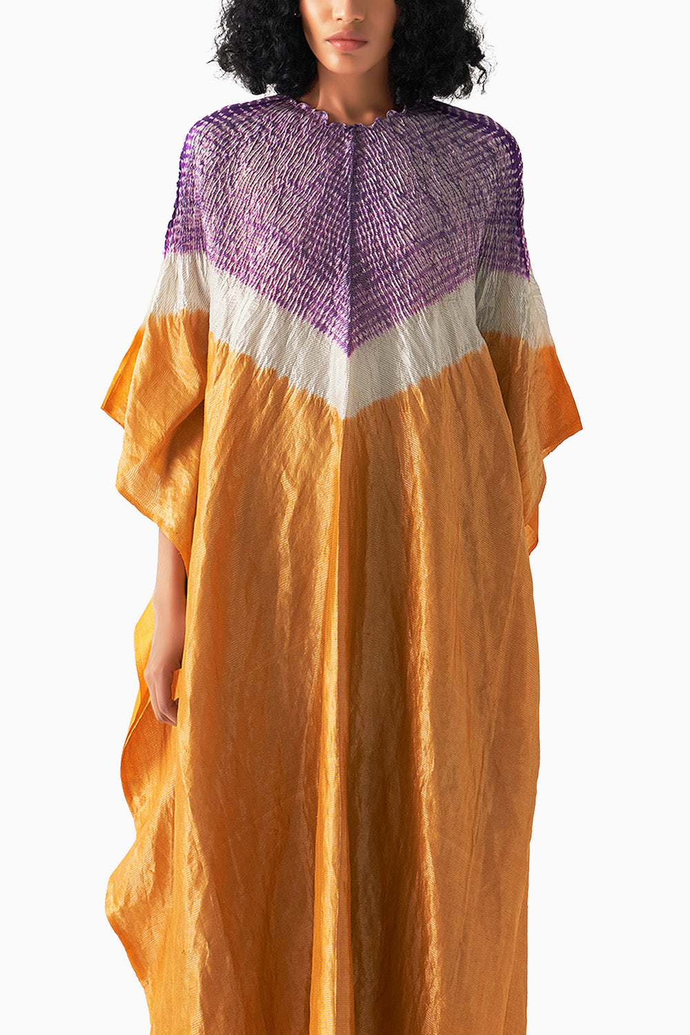 Purple Yellow Metallic Triangle Kaftan