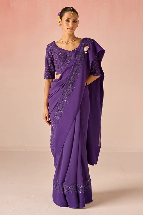 Mauve Purple Bahaara Georgette Saree