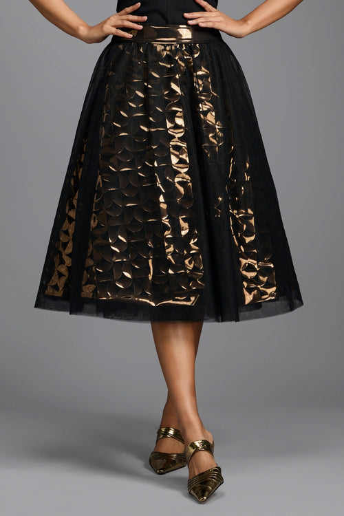 Black & Gold Metallic Cutwork Skirt