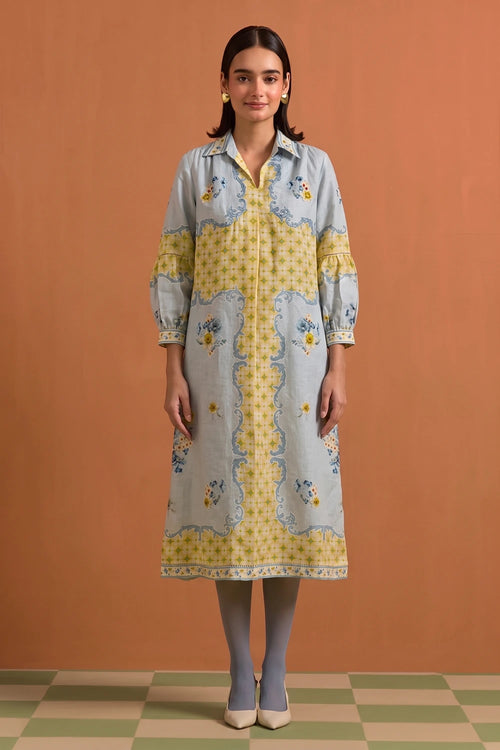 Sky Blue Verdant Shirt Dress