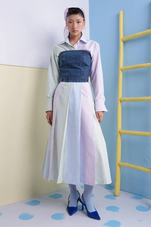 Blair Denim Corset with Shirt and Skirt