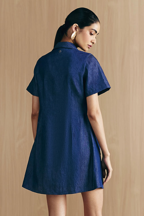 Blue Denim Embellished Dress