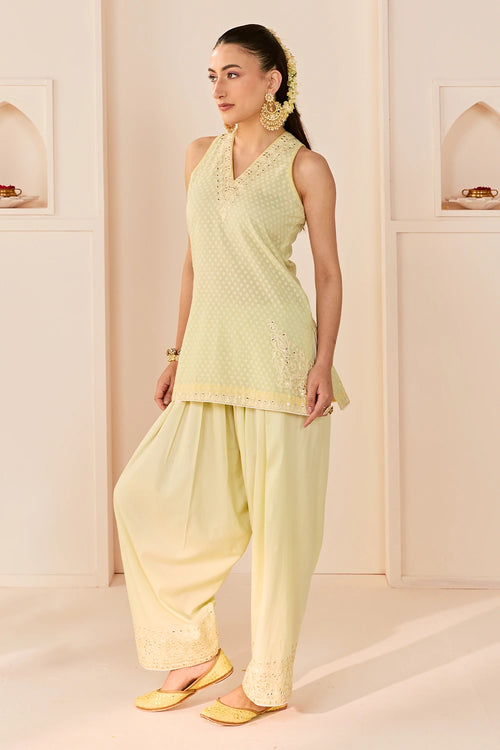 Miral Mint Green Short Kurta with Farsi Salwar and Dupatta