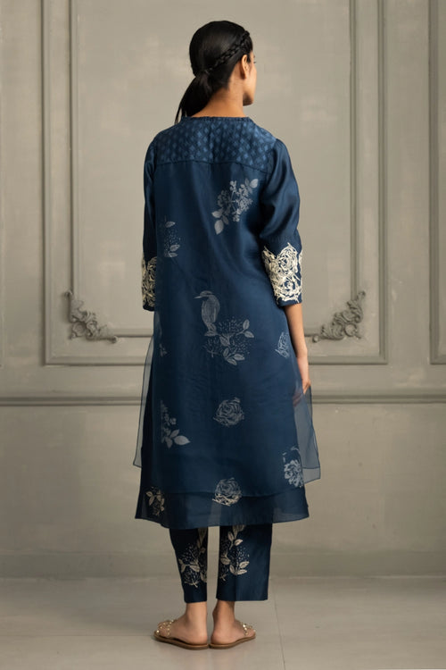 Indigo  Discharge Print Tunic Set