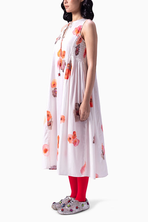 Yuki White Ella Print Dress