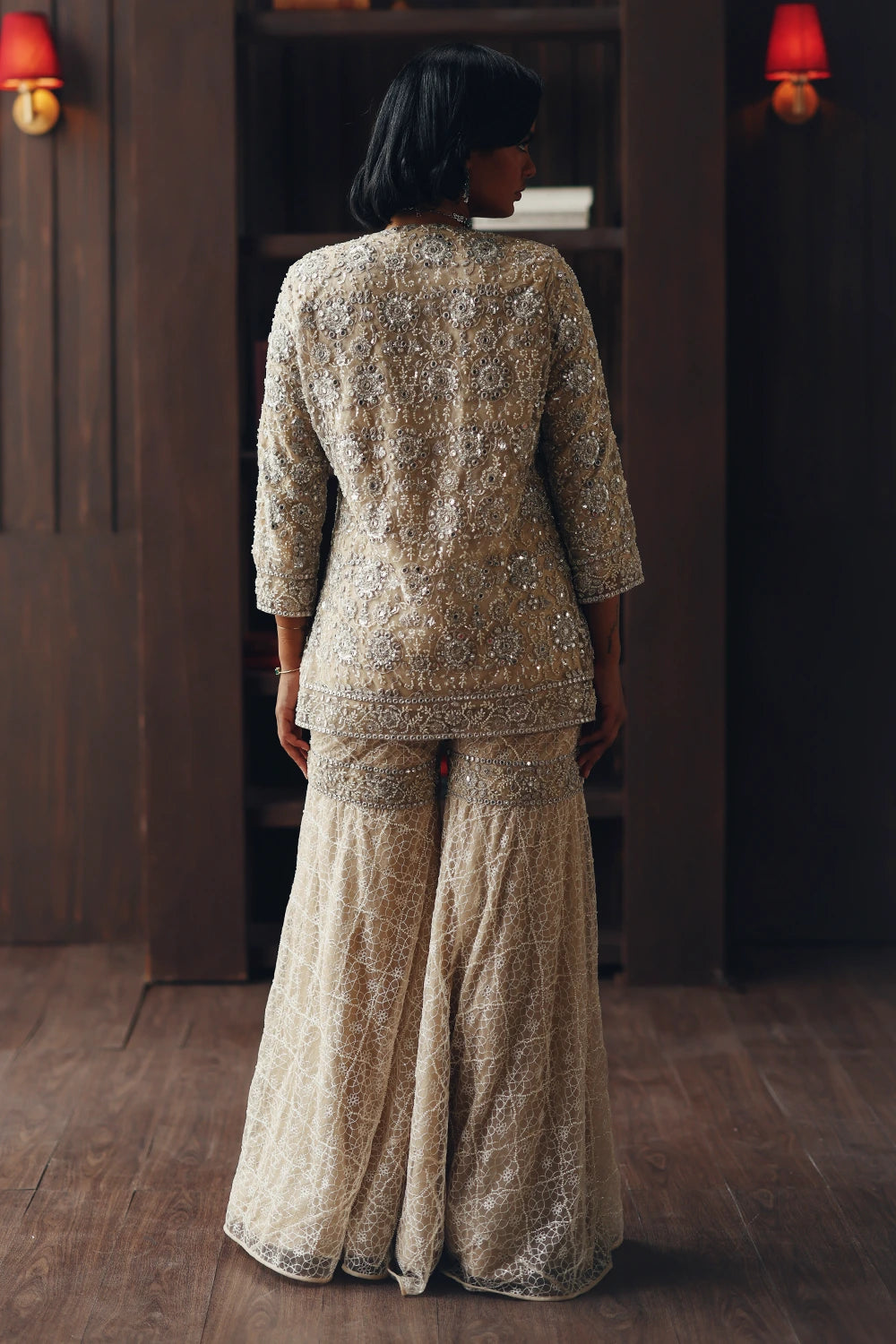 Fasana Round Neck Jacket And Sharara Set