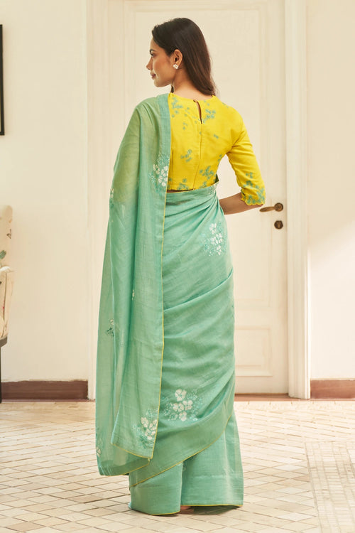 Mint Floral Saree