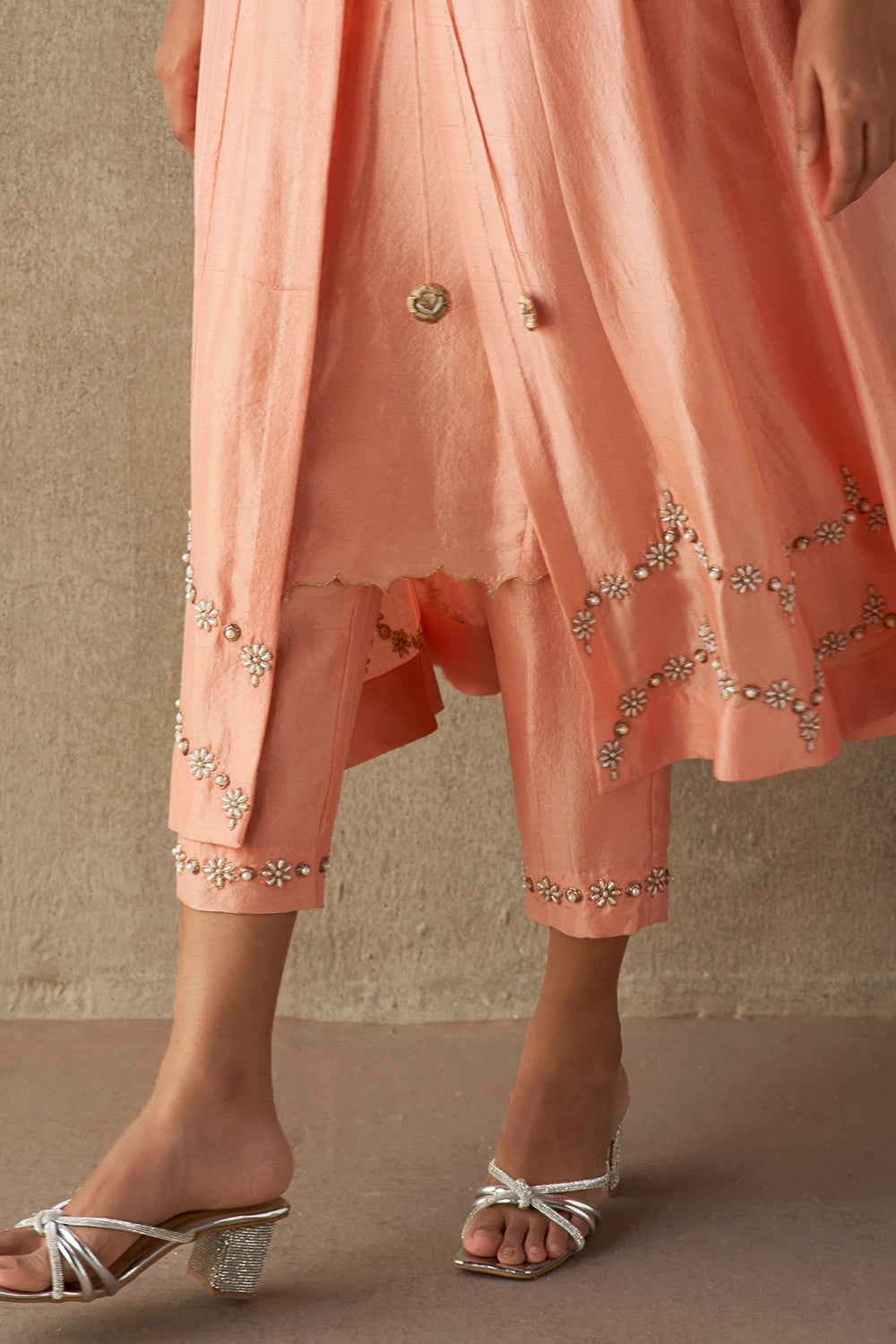 Rafat Coral Silk Kurta Set