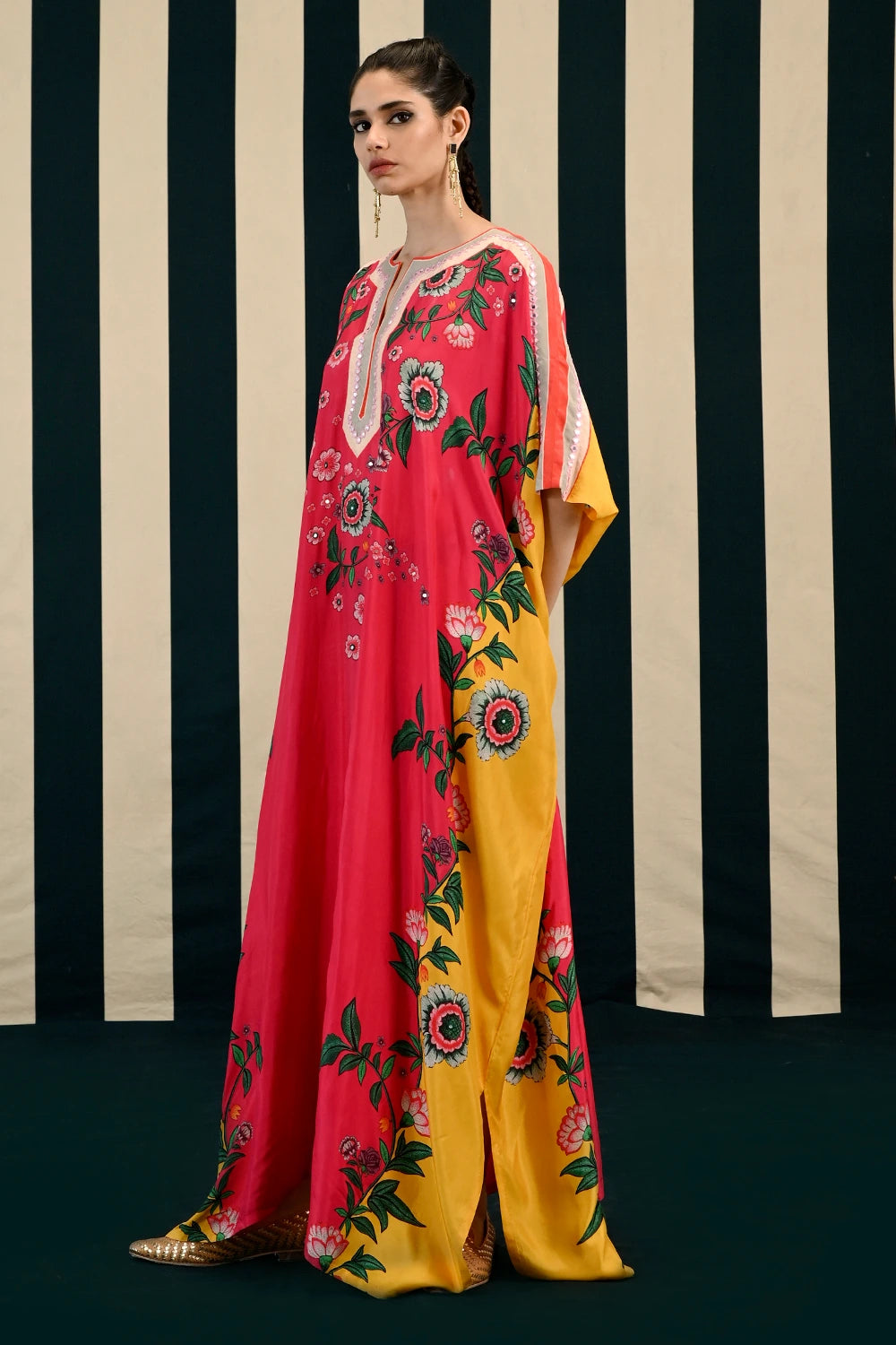 Gulmohar Kavya Kaftan In Fuchsia