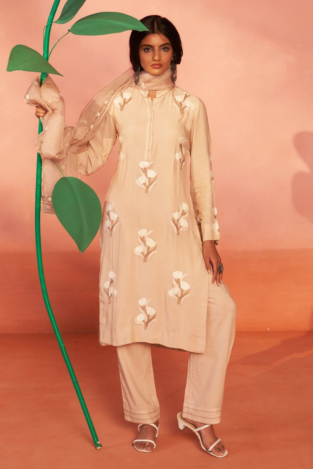 Sabaah Muslin Silk Blush Kurta Set