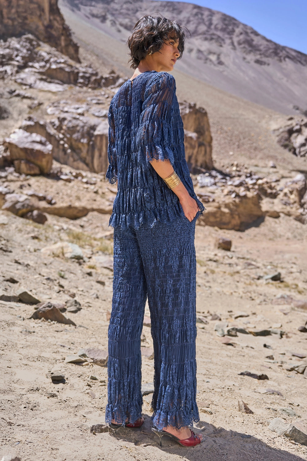 Allover Ruched Pant Set