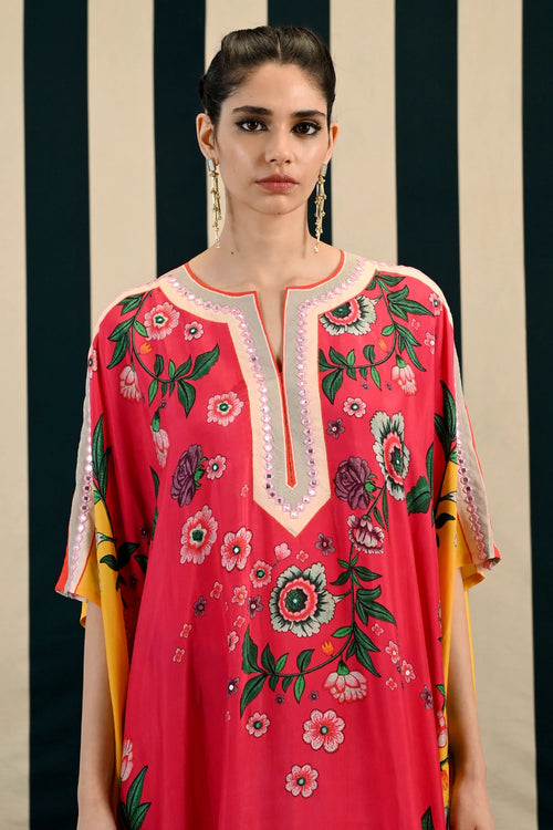 Gulmohar Kavya Kaftan In Fuchsia