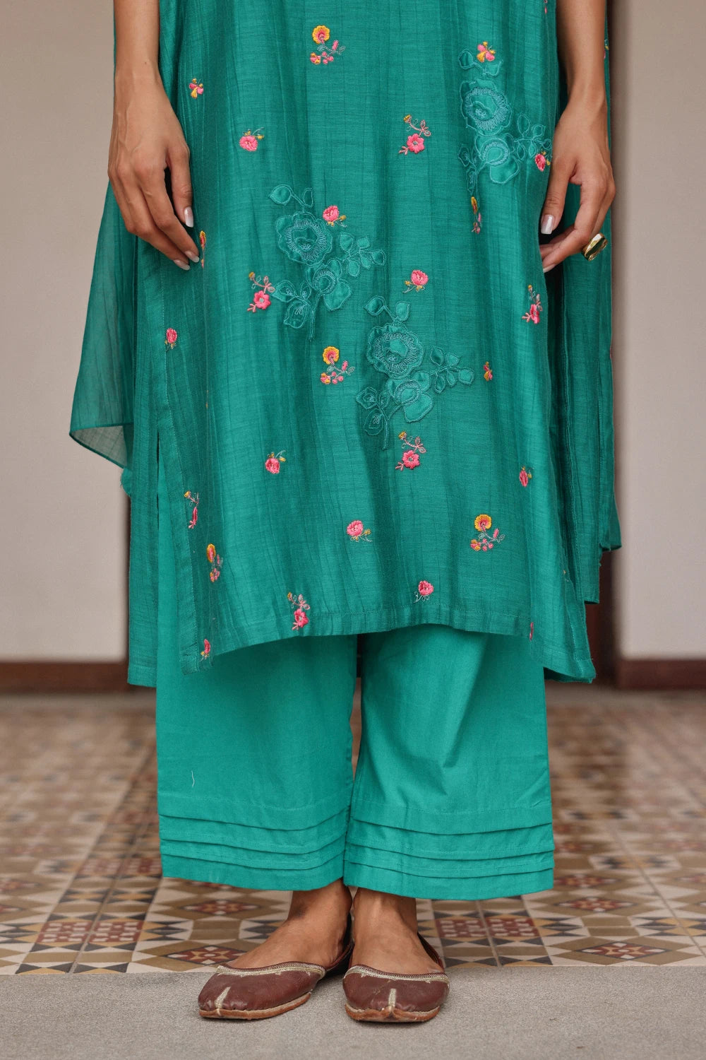 Teal Bloom Kurta Set