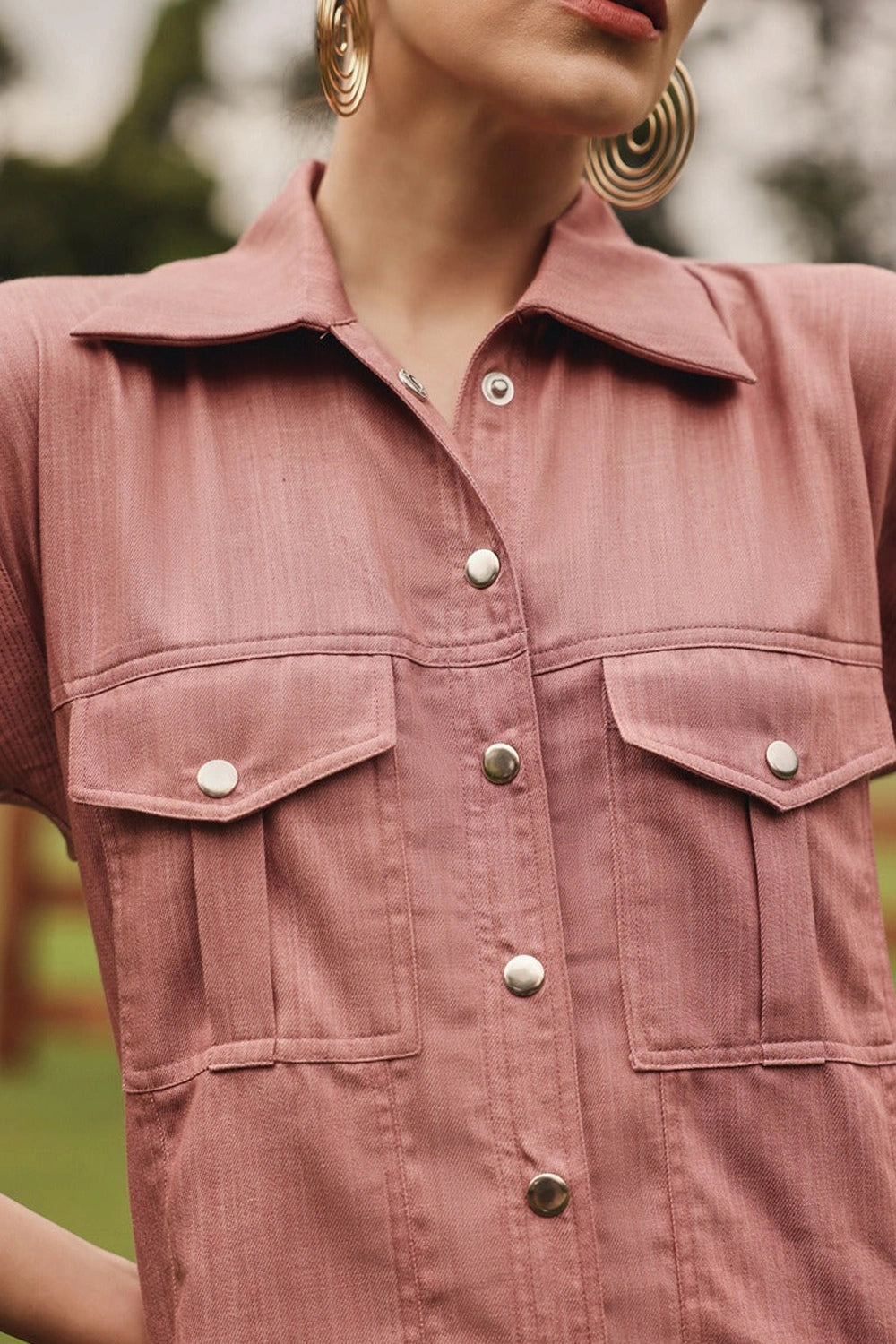 Rose Shacket with Straight Pants