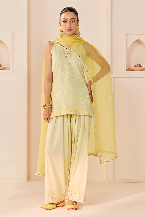 Miral Mint Green Short Kurta with Farsi Salwar and Dupatta