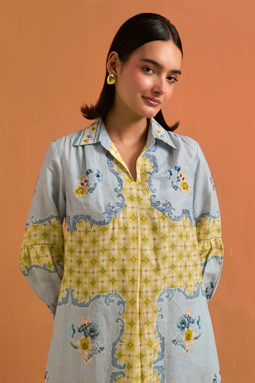 Sky Blue Verdant Shirt Dress