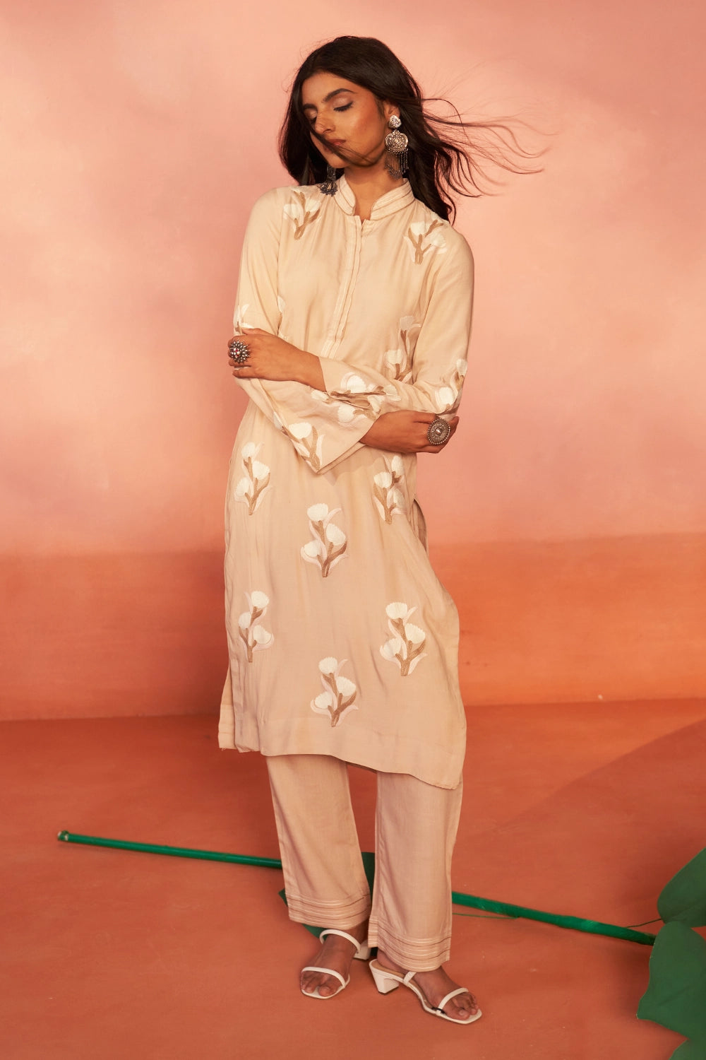 Sabaah Muslin Silk Blush Kurta Set