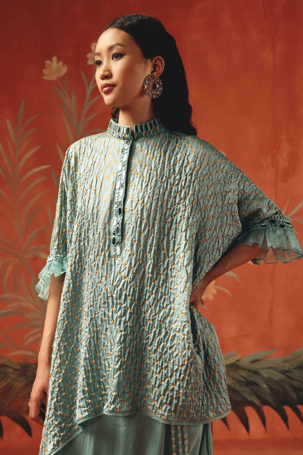 Sea Foam Bandhani Tunic Top