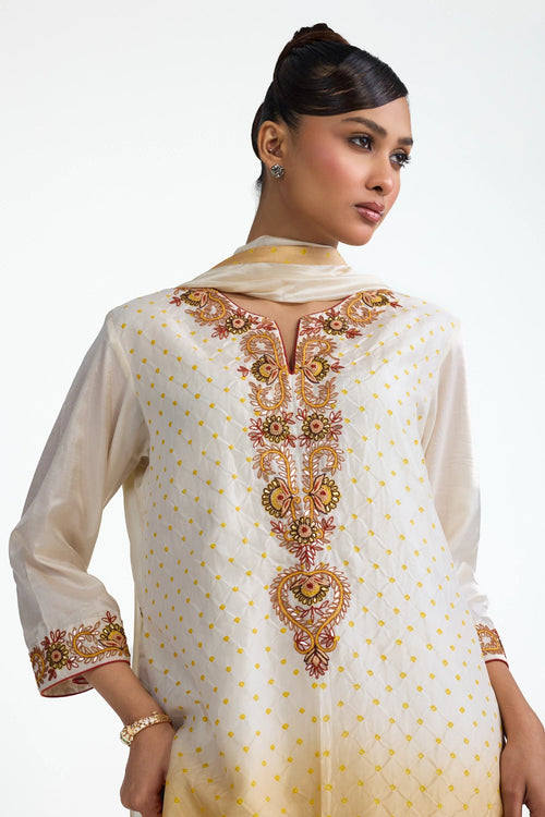 Embroidered Bandhani Suit Set