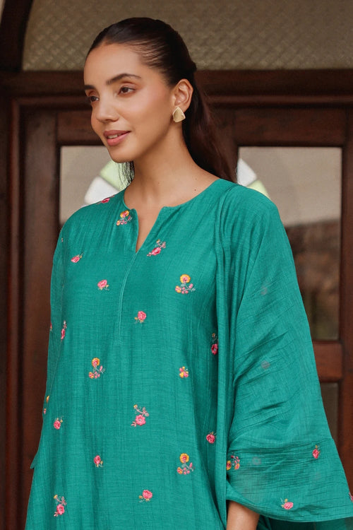 Teal Bloom Kurta Set