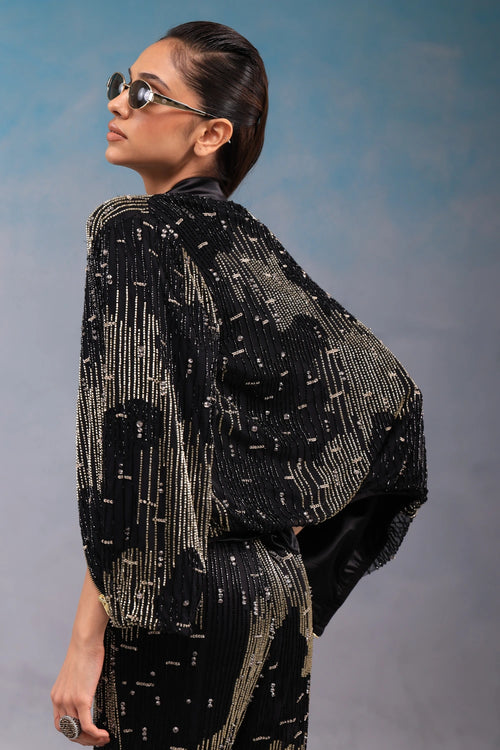 Black and Gold Broken Line Bomber