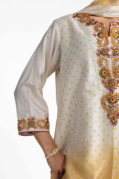 Embroidered Bandhani Suit Set