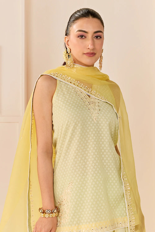 Miral Mint Green Short Kurta with Farsi Salwar and Dupatta
