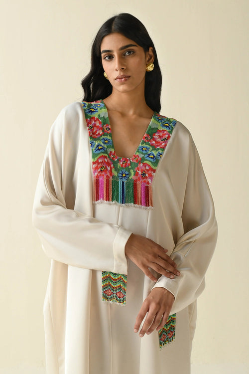 Kaftan With Multicolor Bead Design