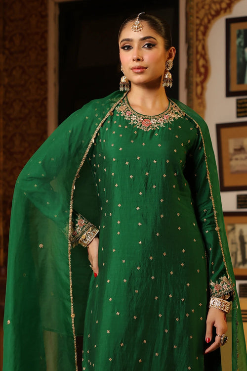 Ahista Green Mayur Applique Long Kurta Set