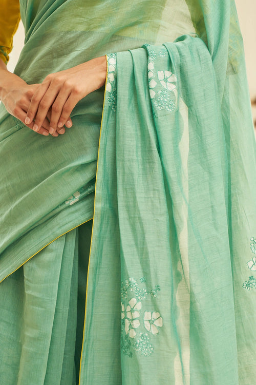 Mint Floral Saree