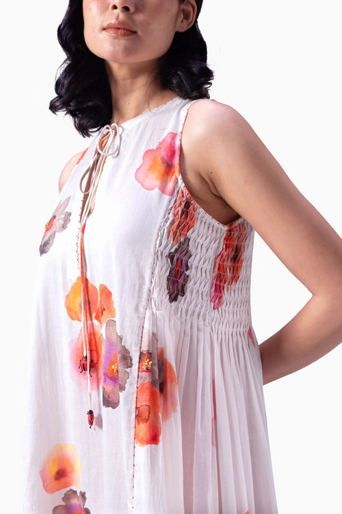 Yuki White Ella Print Dress