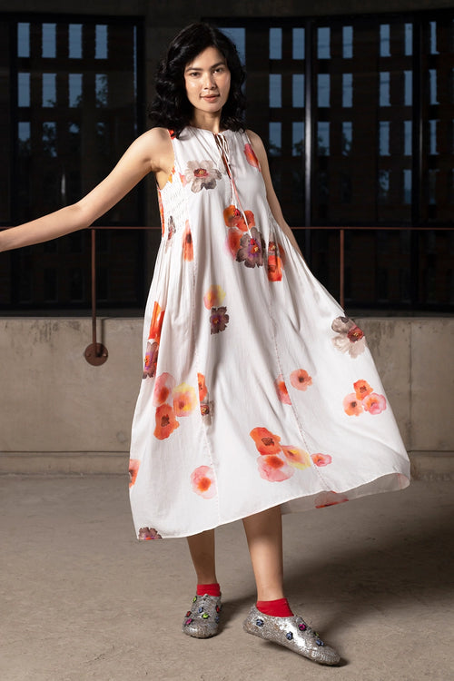 Yuki White Ella Print Dress