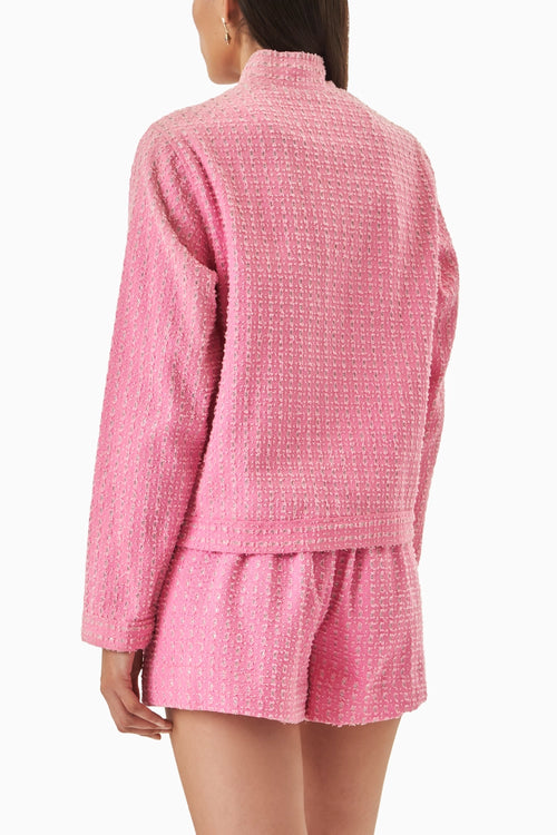 Pink Denim Lazercut Jacket Co-ord Set