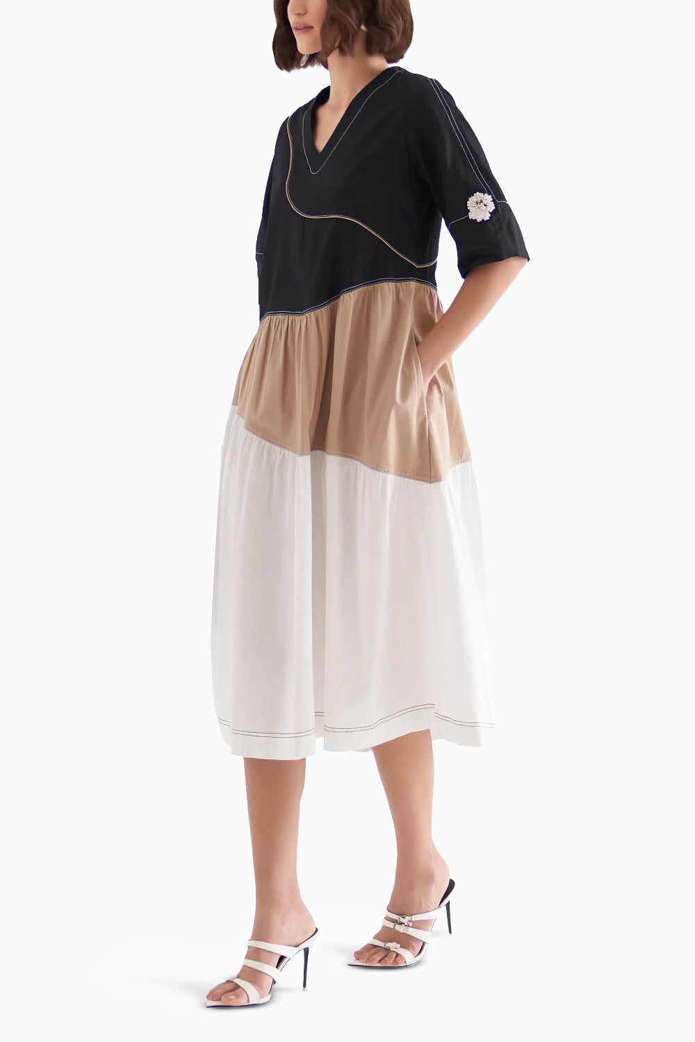 OMG Neutral Color Dlock Dress