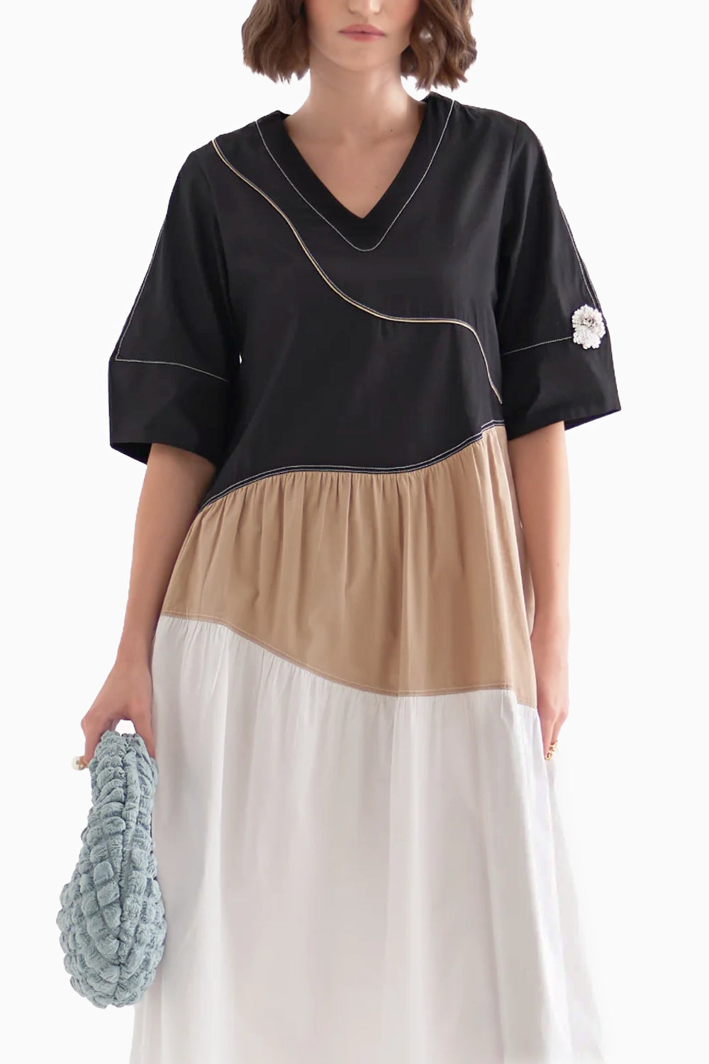 OMG Neutral Color Dlock Dress