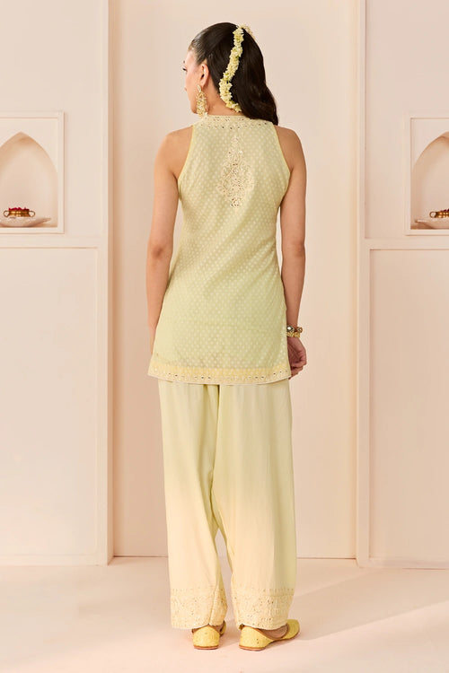 Miral Mint Green Short Kurta with Farsi Salwar and Dupatta