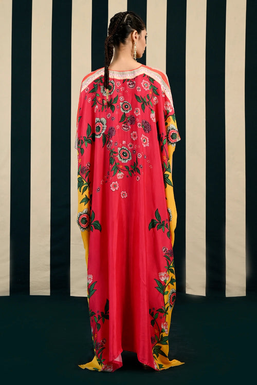Gulmohar Kavya Kaftan In Fuchsia