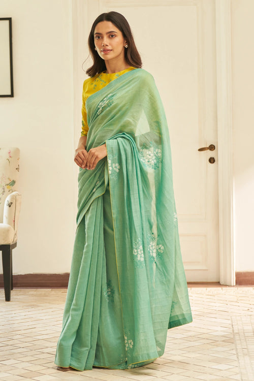 Mint Floral Saree