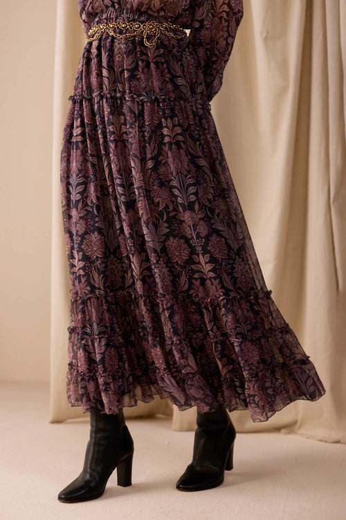 Carmine Botanical Skirt