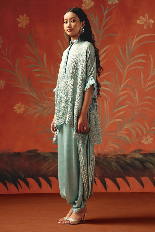 Sea Foam Bandhani Tunic Top