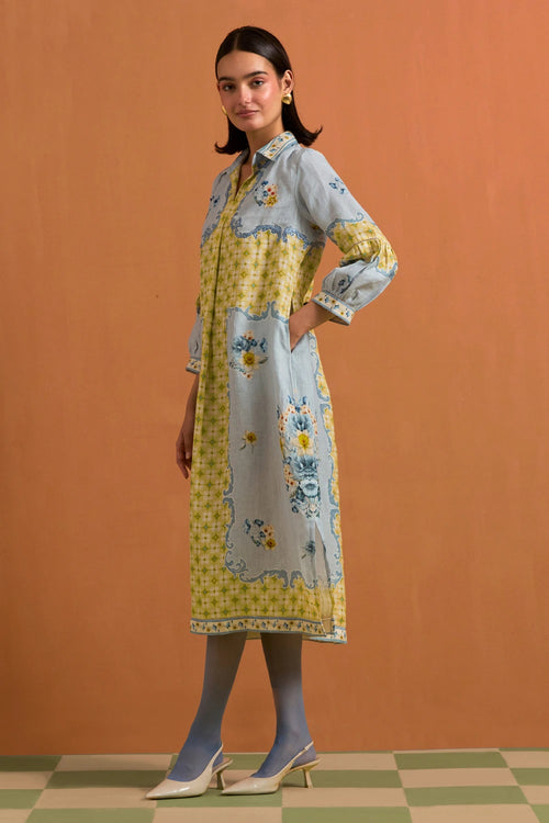 Sky Blue Verdant Shirt Dress